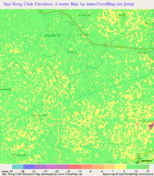 Ban Rong Chak,Thailand Elevation Map
