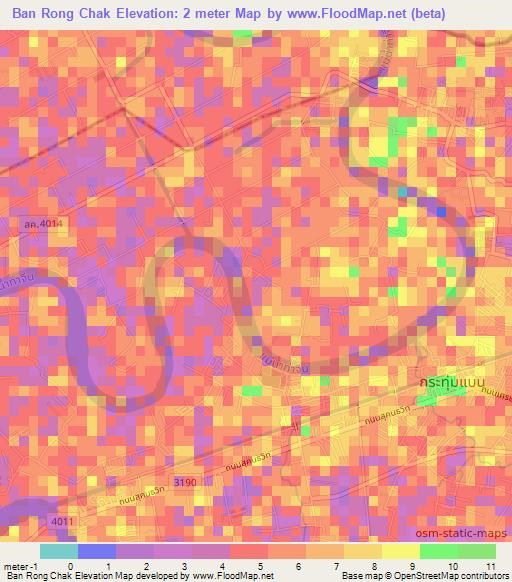 Ban Rong Chak,Thailand Elevation Map