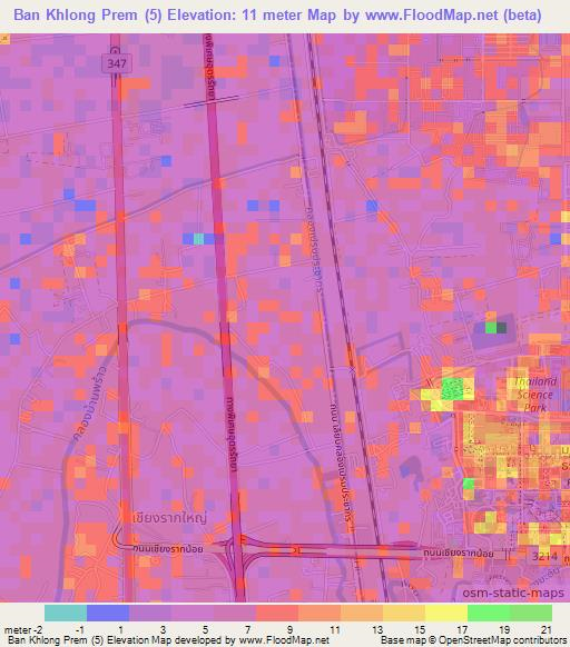 Ban Khlong Prem (5),Thailand Elevation Map