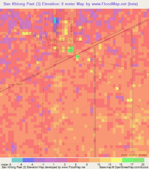 Ban Khlong Paet (3),Thailand Elevation Map