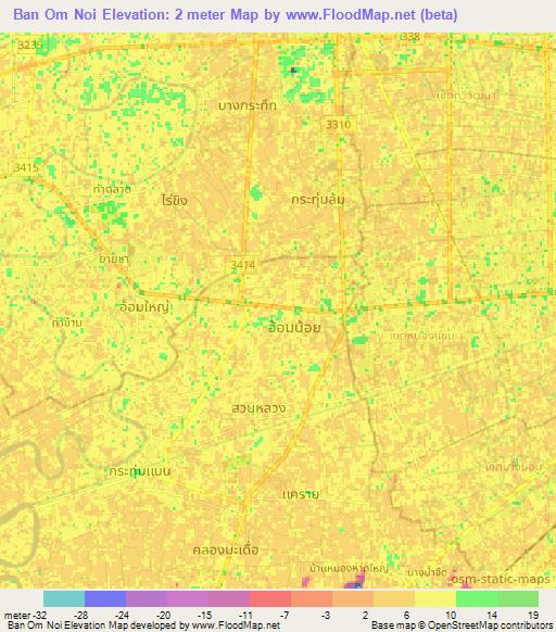Ban Om Noi,Thailand Elevation Map