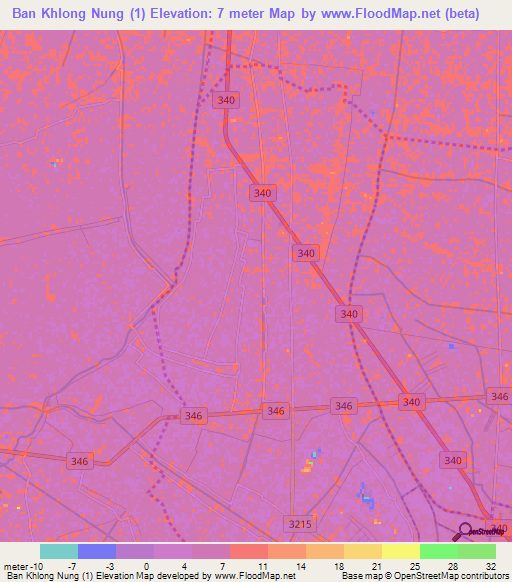 Ban Khlong Nung (1),Thailand Elevation Map