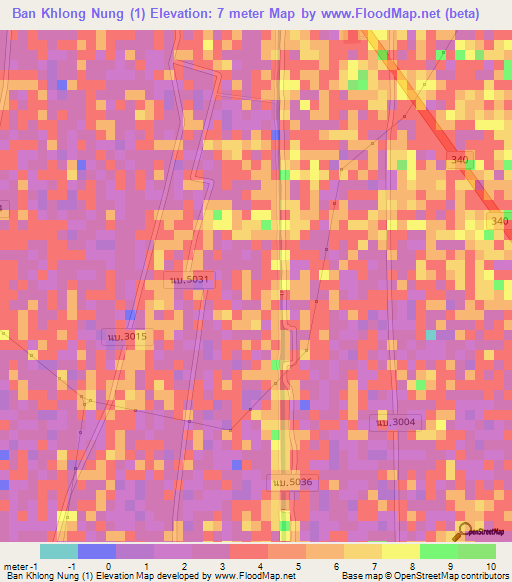 Ban Khlong Nung (1),Thailand Elevation Map