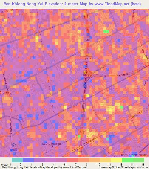 Ban Khlong Nong Yai,Thailand Elevation Map