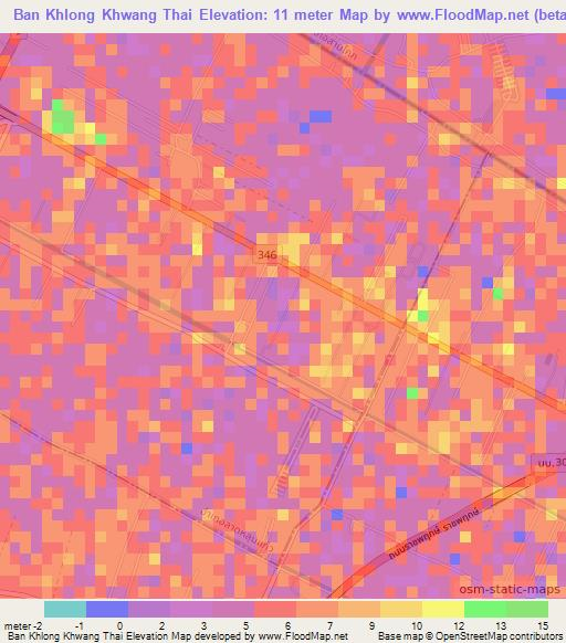 Ban Khlong Khwang Thai,Thailand Elevation Map