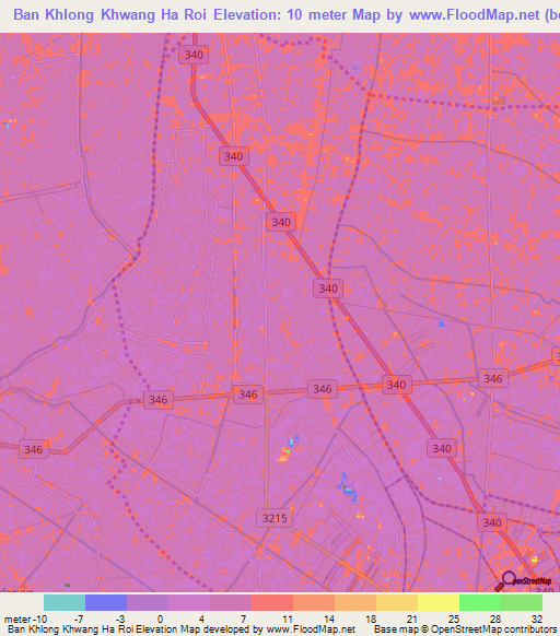 Ban Khlong Khwang Ha Roi,Thailand Elevation Map