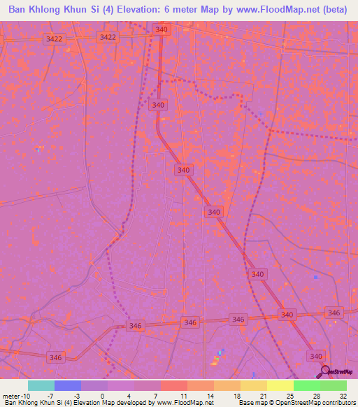 Ban Khlong Khun Si (4),Thailand Elevation Map