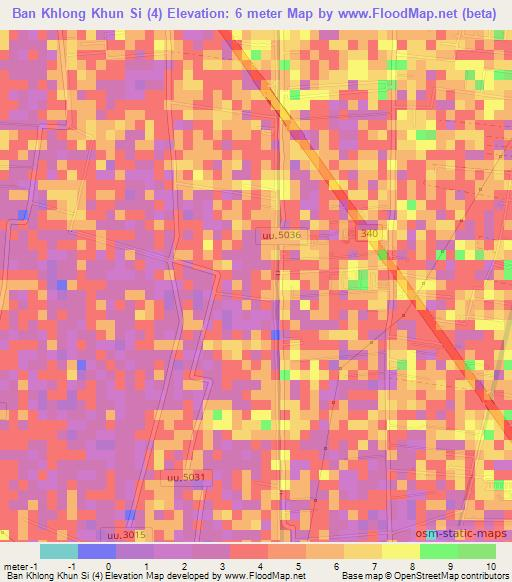 Ban Khlong Khun Si (4),Thailand Elevation Map