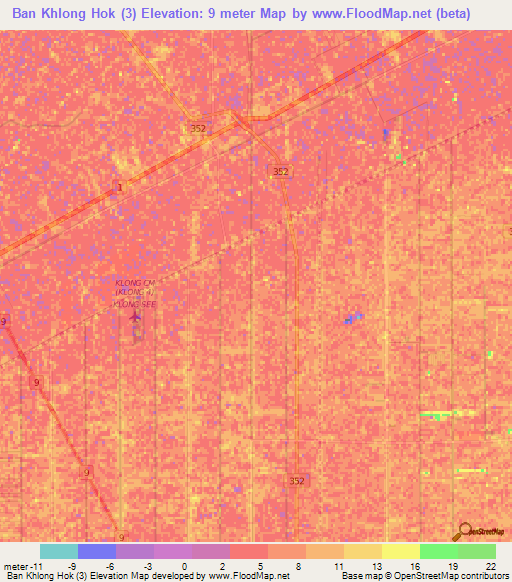 Ban Khlong Hok (3),Thailand Elevation Map