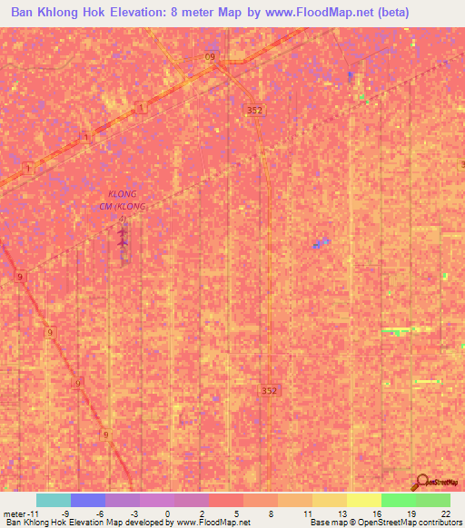 Ban Khlong Hok,Thailand Elevation Map