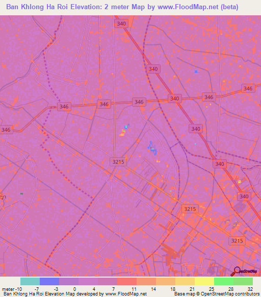 Ban Khlong Ha Roi,Thailand Elevation Map