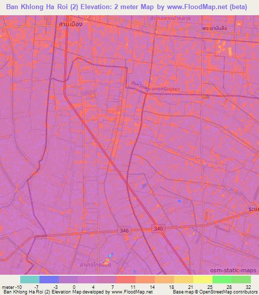 Ban Khlong Ha Roi (2),Thailand Elevation Map