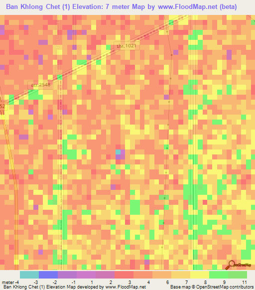 Ban Khlong Chet (1),Thailand Elevation Map