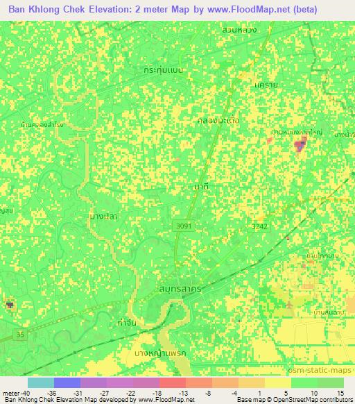 Ban Khlong Chek,Thailand Elevation Map