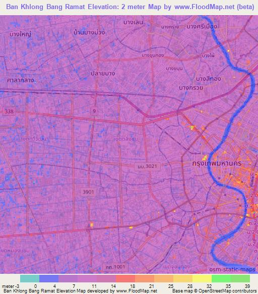 Ban Khlong Bang Ramat,Thailand Elevation Map
