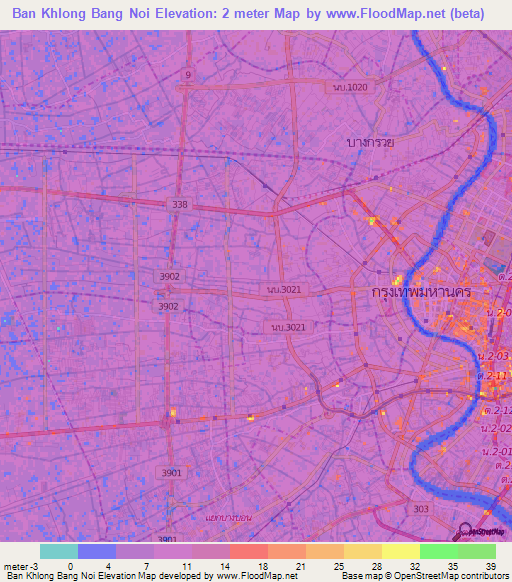Ban Khlong Bang Noi,Thailand Elevation Map