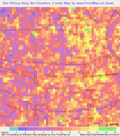 Ban Khlong Bang Noi,Thailand Elevation Map