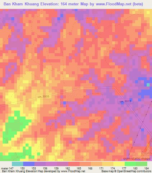 Ban Kham Khuang,Thailand Elevation Map