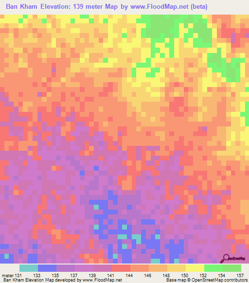 Ban Kham,Thailand Elevation Map