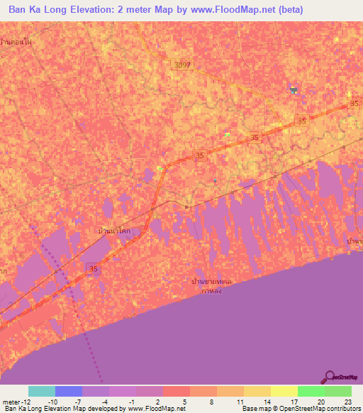 Ban Ka Long,Thailand Elevation Map