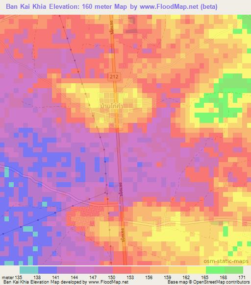 Ban Kai Khia,Thailand Elevation Map
