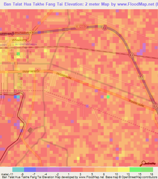 Ban Talat Hua Takhe Fang Tai,Thailand Elevation Map