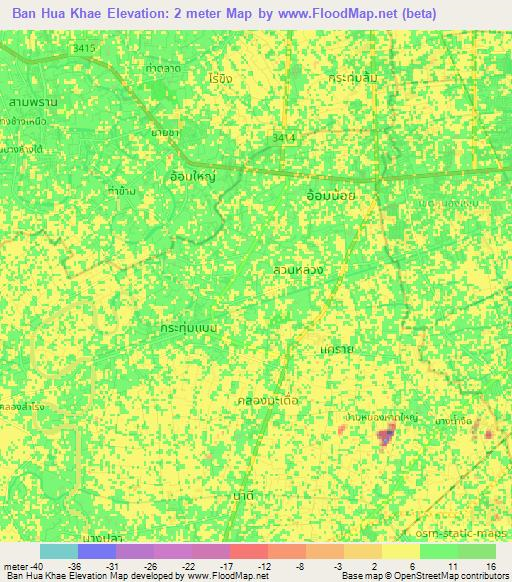 Ban Hua Khae,Thailand Elevation Map