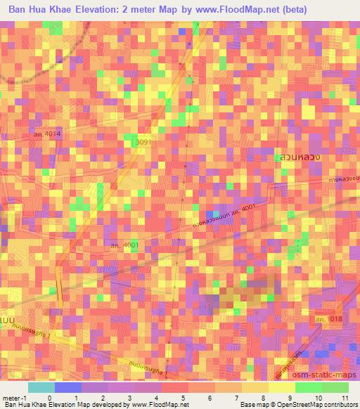 Ban Hua Khae,Thailand Elevation Map