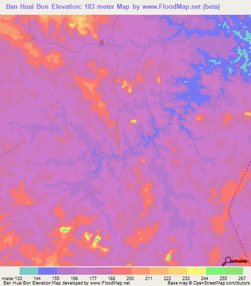 Ban Huai Bon,Thailand Elevation Map