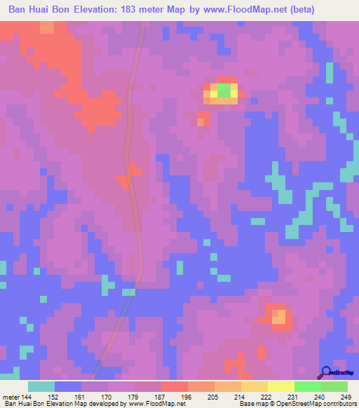 Ban Huai Bon,Thailand Elevation Map