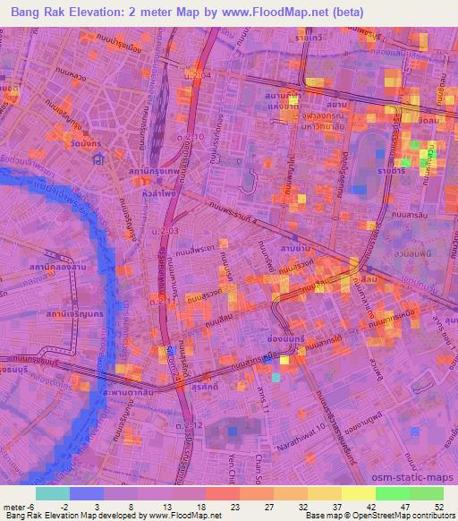 Bang Rak,Thailand Elevation Map
