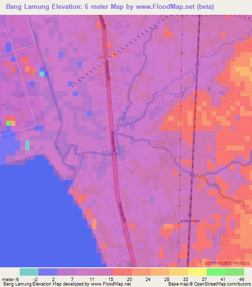 Bang Lamung,Thailand Elevation Map