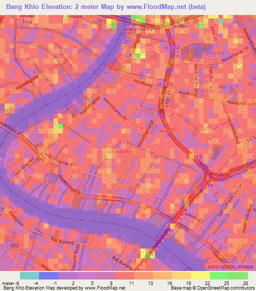 Bang Khlo,Thailand Elevation Map
