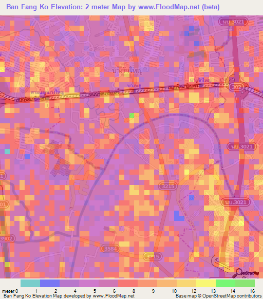 Ban Fang Ko,Thailand Elevation Map