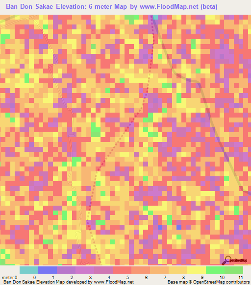 Ban Don Sakae,Thailand Elevation Map