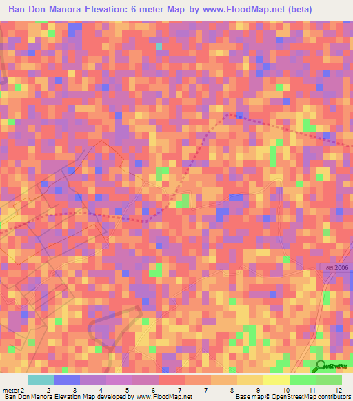 Ban Don Manora,Thailand Elevation Map