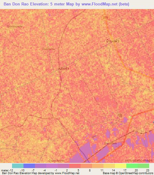 Ban Don Rao,Thailand Elevation Map