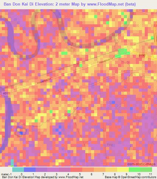 Ban Don Kai Di,Thailand Elevation Map