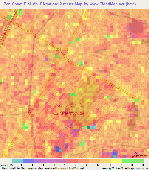 Ban Chuat Plai Mai,Thailand Elevation Map