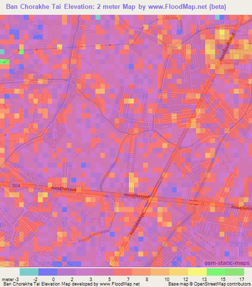 Ban Chorakhe Tai,Thailand Elevation Map