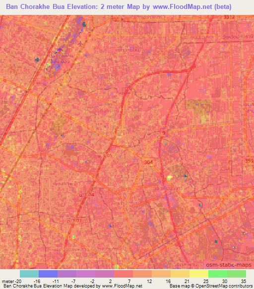 Ban Chorakhe Bua,Thailand Elevation Map