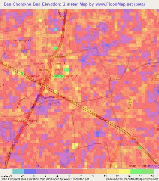 Ban Chorakhe Bua,Thailand Elevation Map