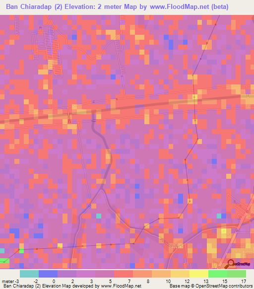 Ban Chiaradap (2),Thailand Elevation Map