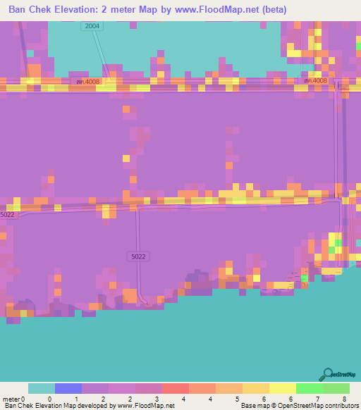 Ban Chek,Thailand Elevation Map
