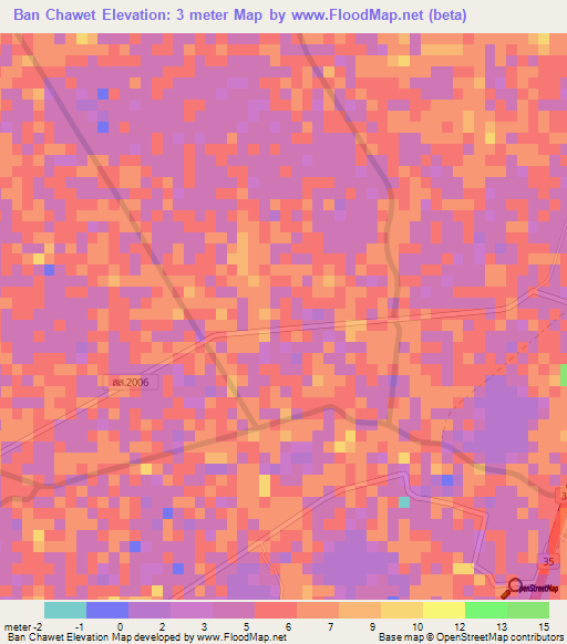 Ban Chawet,Thailand Elevation Map