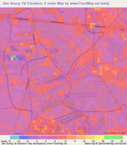 Ban Bueng Yai,Thailand Elevation Map