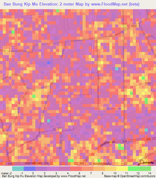 Ban Bung Kip Mu,Thailand Elevation Map