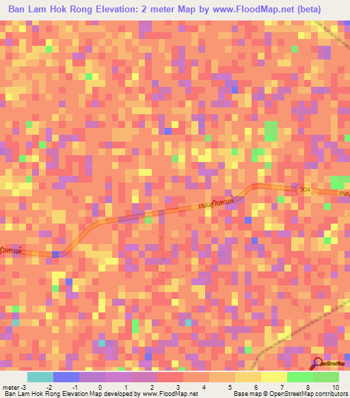 Ban Lam Hok Rong,Thailand Elevation Map