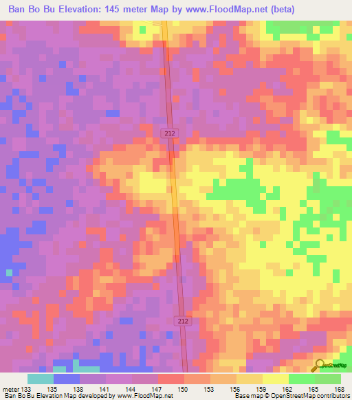 Ban Bo Bu,Thailand Elevation Map
