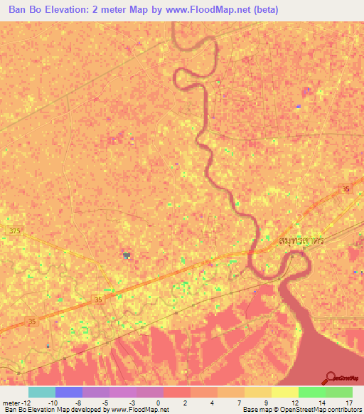 Ban Bo,Thailand Elevation Map